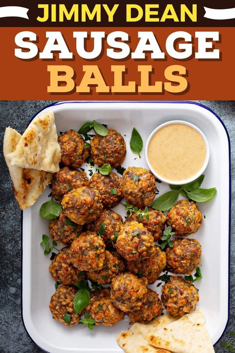 Your family will love these Jimmy Dean sausage balls! They burst with flavor, cheese, and juicy meat. Perfect for breakfast or your next party! Jimmy Dean Sausage Balls, Jimmy Dean Sausage Recipes, Sausage Meatballs Recipes, Easy Sausage Balls Recipes, Recipe For Sausage, Ground Sausage Recipes, Pork Sausage Recipes, Sausage Balls Recipe, Jimmy Dean Sausage