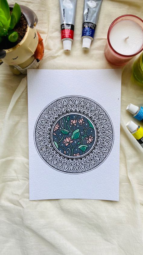 Pichwai lotus mandala Pichwai Lotus, Mini Mandala, Lotus Mandala, Mandala Art Lesson, Art Mandala, Indian Folk Art, Mandala Design Art, Mandala Coloring Pages, Hand Art Drawing