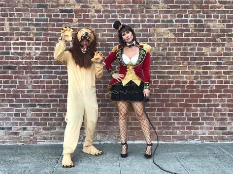 Ring Master and King of the Beasts Couples Costume Ring Master Costume Couples, Costume Couple Halloween, Costume Couples, Costume Couple, Lion Couple, Ring Master, Circus Costumes, Tiger Costume, Couples Halloween Costume