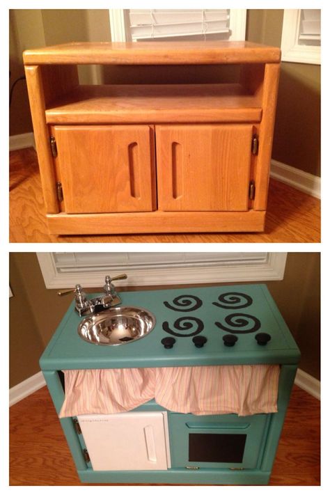 Diy Tv Stand Ideas, Diy Kids Kitchen, Diy Kids Furniture, Play Kitchens, Kids Play Kitchen, Diy Tv Stand, Diy Nightstand, Diy Play Kitchen, Play Furniture