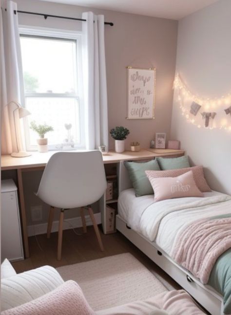 Small Teenage Room, Small Teenage Girl Bedroom Ideas, Small Teenage Girl Bedroom, Bedroom Organization Ideas, Small Room Makeover, Bedroom Ideas For Small Rooms, Bedroom Ideas For Small Rooms Cozy, Bedding Luxury, Easy Room Decor