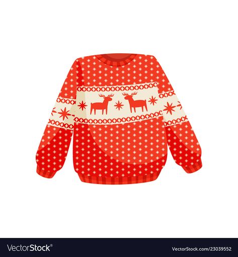 Christmas Jumper Illustration, Sweater Illustration, Fairisle Christmas Jumper, Geometrical Prints, Scandinavian Embroidery, Red Christmas Sweater, Christmas Puns, Hoodie Png, Ornament Vector