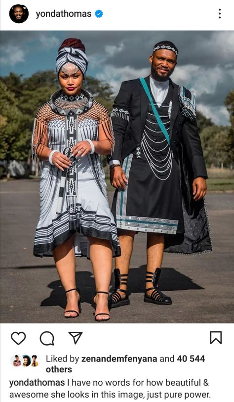 Former 'Generations: The Legacy' actor Yonda Thoma’s wife, Taz Emeran, took to social media to pen a heartfelt message to him. Traditional Wear For Women, Xhosa Traditional Dresses, Xhosa Wedding, Zulu Traditional Attire, Matching Outfits For Couples, Xhosa Traditional Attire, Outfits For Couples, Xhosa Attire, South African Traditional Dresses