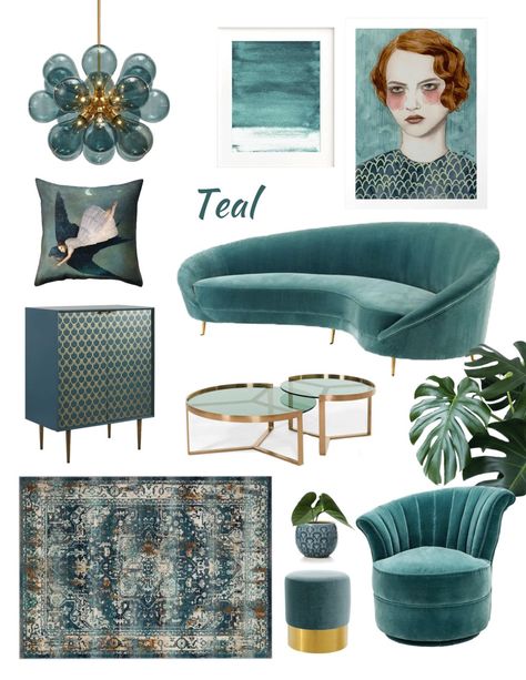 Dark Teal Interior, Dark Teal Living Room, Living Room Decor Items, Interior Art Deco, Teal Living Room Decor, Turquoise Living Room Decor, Living Room Turquoise, Teal Interiors, Teal Living Rooms