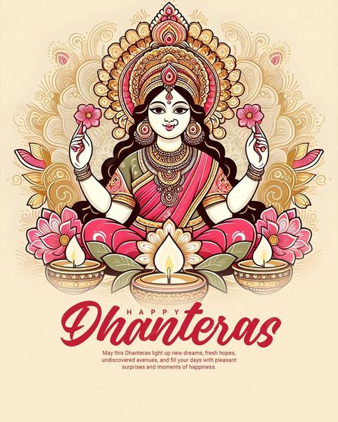 Happy Dhanteras and Dhanatrayodashi with Diwali celebration Social Media Post Template Banner | Premium AI-generated PSD Dhanteras Post, Dhanteras Images, Happy Dhanteras, Social Media Post Template, Diwali Celebration, Free Business Card Mockup, Goddess Lakshmi, Business Card Maker, Poster Invitation