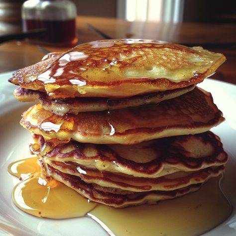 Fluffy Buttermilk Pancakes with Maple Syrup Drizzle Ingredients: For the Pancakes: 2 cups all-purpose flour 2 tbsp granulated sugar 2 tsp baking powder 1 tsp baking soda 1/2 tsp salt 2 cups buttermilk 2 large eggs 1/4 cup unsalted butter, melted and cooled 1 tsp vanilla extract For Serving: Maple syrup Fresh berries (optional) Whipped cream (optional) Instructions: Prepare the Batter: In a large mixing bowl, whisk together the flour, sugar, baking powder, baking soda, and salt. In a separate... Extra Fluffy Pancakes, Pancakes Syrup, Fluffy Buttermilk Pancakes, Buttermilk Pancakes Fluffy, Pancake Syrup, No Egg Pancakes, Breakfast Lovers, Buttermilk Pancakes, Breakfast Pancakes