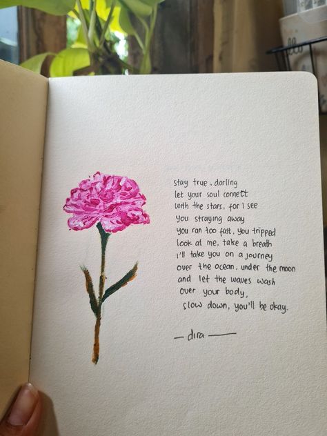 Poem Flower, Poetry Artwork, Flower Acrylic Painting, Flower Poem, Tulip Drawing, Poetry Journal, Journal Therapy, English Projects, Creative Birthday Cards