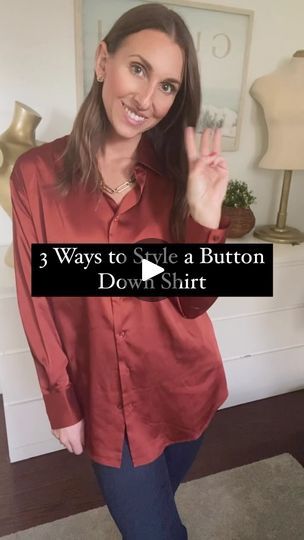 8.7K reactions · 1K shares | 3 ways to style the classic button down shirt ✨ Do you love the look of a button down shirt but have no idea how to actually style it? Unless you’re wearing it open for a more casual look, you’ll want to take the time to style it properly in order to enhance your shape! A button down shirt can be dressed up or kept casual, depending on the vibe you’re wanting to create! It’s incredibly versatile and looks good on all body types (when in the correct fabric and how it is being styled). 💖 Here are my three of my favourite ways to style it that will not only help give the shirt some shape, but will also assist in avoiding adding extra fabric to the front of your pants! ➡️ The Half Tuck - undo the front buttons to where the rise of your bottoms sit. Then, line How To Dress Up A Button Up Shirt, Ways To Tuck In A Shirt Button Up, Front Tuck Button Up Shirt, How To Style A Button Down Shirt, Half Tucked Button Down, How To Style Button Down Shirts Women, How To Wear Button Up Shirts Women, Styling A Button Down Shirt Women, Ways To Wear A Button Up Shirt