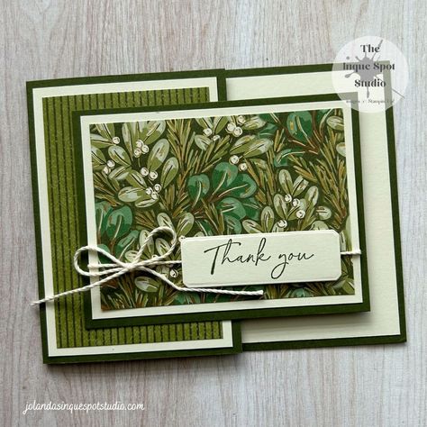 Season of Green & Gold Thank You card Su Thank You Cards, Seasons Of Green And Gold Cards, Season Of Green And Gold Stampin Up Cards, Season Of Green And Gold Dsp, Stampin Up Season Of Green And Gold, Stampin Up Thank You Cards, Dsp Cards, Gift Cards Money, Card Inspo