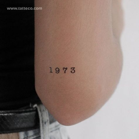 1973 Temporary Tattoo - Set of 3 Fonts for tattoos #fontsfortattoos tattoo #tatt 1973 Tattoo, Date Of Birth Tattoos Ideas Fonts, Name Tattoos On Neck, Roman Numbers Tattoo, Tattoo Font Styles, Number Tattoo Fonts, Fonts For Tattoos, Tattoos Fonts, Tattoo Font For Men