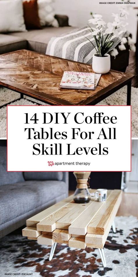 Here are 14 DIY coffee tables you can make, no matter your skill level. #diy #diyfurniture #coffeetables #diycoffeetable #coffeetableideas #handmadecoffeetable #woodtable #tablemaking #livingroomfurniture #livingroomdiy Diy Coffee Tables, Made Coffee Table, Handmade Coffee Table, Coffee Table With Drawers, Simple Coffee Table, Diy Ikea, Unique Coffee Table, Free Woodworking Plans, Table Cafe