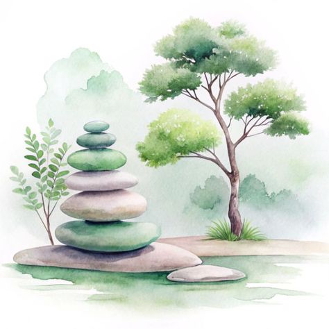 The Zen Palette: - WESTITRAD Zen Painting, Japanese Zen Garden, Zen Gardens, Meditation Rooms, Minimalist Watercolor, Art Web, Japanese Zen, The Zen, Zen Garden