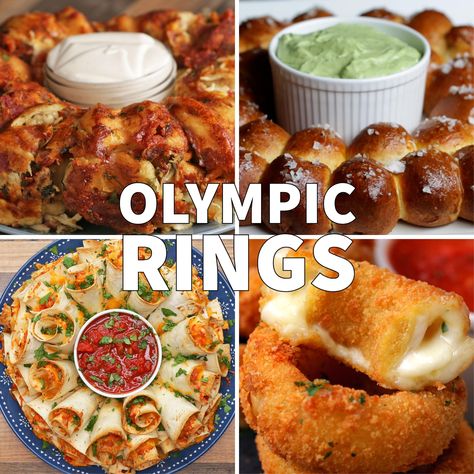 Ring Recipes, Bacon Wrapped Burger, Garlic Knot, Bread Ring, Chili Dog, Dog Bread, Monkey Bread, Finger Food Appetizers, Chicken Alfredo