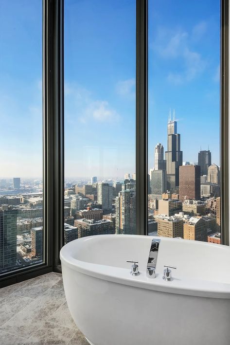 Chicago Luxury Apartments, Chicago Apartment Aesthetic, Chicago Apartments, Chicago Living, City Bedroom, Moving To Chicago, Chicago Apartment, High Rise Apartments, Downtown Apartment