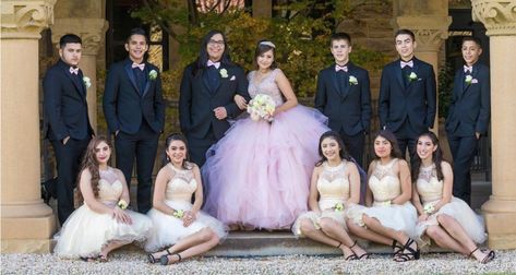 Quinceanera Court Outfits, Quinceanera Chambelanes, Quinceanera Traditions, Quince Court, Quinceanera Court, Quinceañera Photoshoot Ideas, Beauty And The Beast Quince, Quince Photoshoot Ideas, Court Pictures