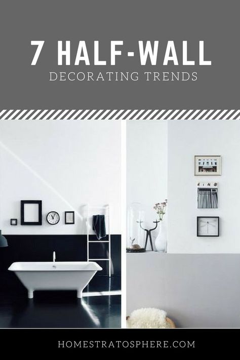 Bathroom Contrast Wall, Black Half Wall Bathroom, Painting Half Wall Ideas Bathroom, Half Wall Paint Bathroom, Split Painted Walls Bathroom, Painting Bottom Half Of Wall, Two Tone Bathroom Walls Paint Colors, Half Painted Bathroom, Half Tile Bathroom Walls