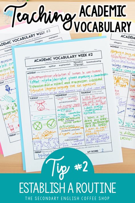 Academic Vocabulary Activities, Ela Middle School, High School Vocabulary, Classroom Middle School, Middle School Vocabulary, High School Esl, Secondary Ela Classroom, High School English Classroom, Middle School Activities