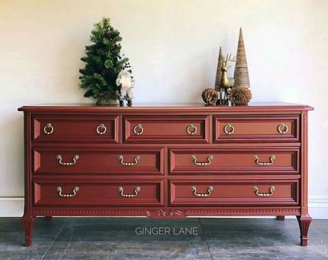 Tuscan Red Dresser | General Finishes Design Center Red Hutch, Paint For Cabinets, Red Buffet, My Fuji, Red Painted Furniture, Red Dresser, Old World Furniture, Parlor Table, General Finishes Milk Paint