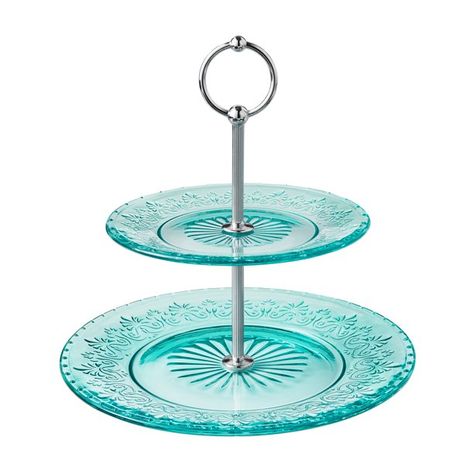 The Pioneer Woman Two-Tiered Glass Server, Teal - Walmart.com Small Kitchen Items, Pioneer Woman Dishes, Cakes And Pies, Tiered Server, Pioneer Woman Kitchen, Holiday Dining, The Pioneer Woman, Pioneer Woman, How To Make Cookies