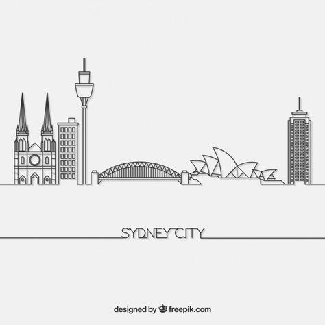 Skyline of sydney Free Vector Sydney Skyline Silhouette, Sydney Skyline Drawing, Sydney Australia Skyline, Sydney Skyline Tattoo, Sydney Tattoo Ideas, Sydney Drawing, Houses Embroidery, Nina Tattoo, Travel Textiles