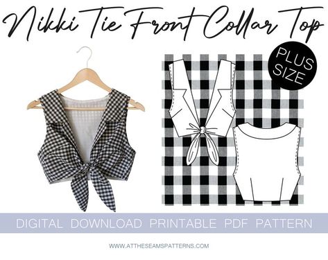 Pattern Hacking, Plus Size Rockabilly, Crop Top Sewing Pattern, Coat Sewing, Plus Size Sewing Patterns, S Letter, Front Crop Top, Women's Tie, Top Sewing Pattern