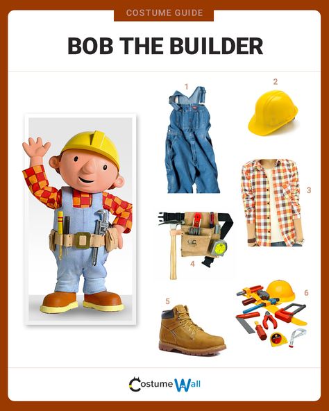 Dress like Bob the Builder, British children's animated TV show created by Keith Chapman and brought to the US on channels such as PBS Kids and Nickelodeon. Bob The Builder Costume, Builder Costume, Theme Costumes, Handy Manny, Class Outfits, Construction Theme Party, Costume Guide, Student Christmas Gifts, Bob The Builder