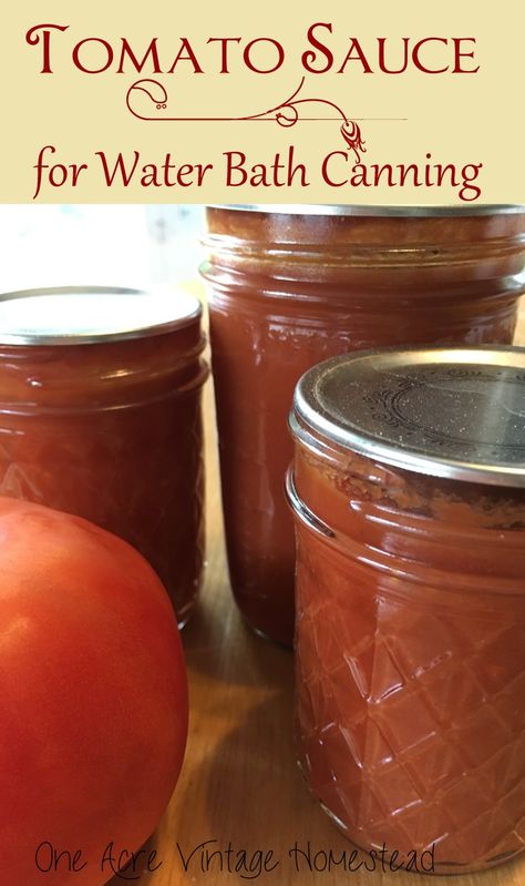 Tomato Sauce - A Water Bath Canning Food Preservation Recipe Tomato Sauce For Canning, Canning Tomatoes Water Bath, Canning Tomatoes Recipes, Water Bath Canning Recipes, Dairy Free Cooking, Preserving Recipes, Home Canning Recipes, Canning Vegetables, Canning Food