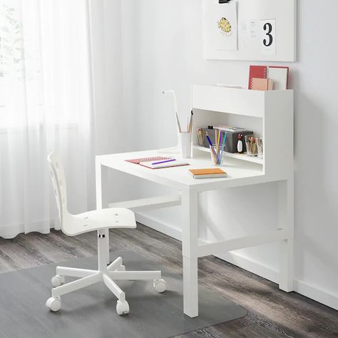 Ikea Study Desk, Kids Homework Station, Childrens Desk And Chair, Childrens Desk, Ikea Desk, Desk And Chair, White Desk, Furniture Logo, Kids' Desk