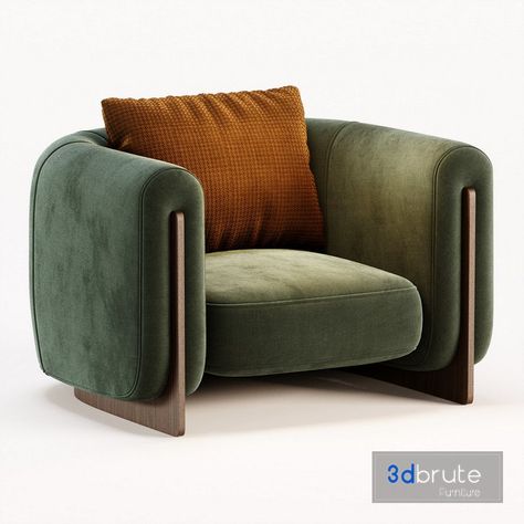 Minuit Armchair by Stephane Parmentier 3d model Buy Download 3dbrute Classic Furniture Living Room, Floral Armchair, Armchair Bedroom, Single Seater Sofa, Furniture Selection, Comfy Armchair, Classic Armchair, Green Armchair, Unique Sofas