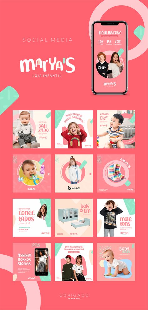 Graphic Social Media, Kids Branding Design, Kids Social Media, Design Sites, Social Media Branding Design, Social Media Design Inspiration, Social Media Jobs, Media Sosial, Template Instagram