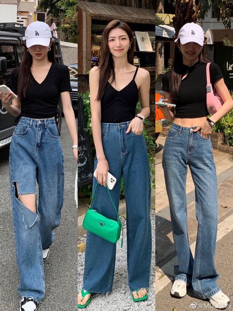 Straight Cut Jeans Outfit, Korean Outfits Ideas, Vivi Fashion, Fashion 2000, Australia Trip, Exo Chibi, Style List, Casual Outfit Ideas, Straight Cut Jeans