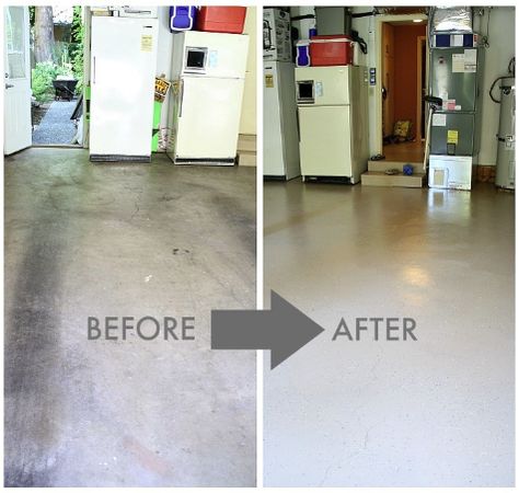 Cement Floor Diy, Best Garage Floor Paint, Concrete Garage Floor, Garage Floors Diy, Cleaning Concrete Floors, Concrete Floor Coatings, Garage Boden, Concrete Garages, Clean Concrete