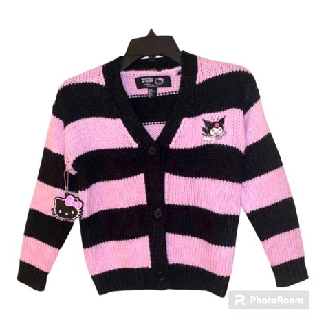 NWT Forever 21 Hello Kitty Cardigan Sweater, Kids Size 5/6 Hello Kitty And Friends Kuromi, Hello Kitty Cardigan, Forever 21 Hello Kitty, Forever 21 Kids, Forever 21 Girls, Argyle Sweater Vest, Velvet Sweater, Hello Kitty And Friends, Vest Crop Top