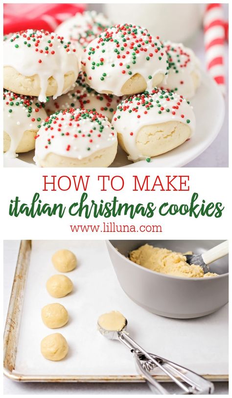 Italian Christmas Cookie Recipes, Italian Lemon Cookies, Cookies Italian, Italian Wedding Cookies, Lemon Drop Cookies, Drop Cookie Recipes, Ricotta Cookies, Italian Christmas Cookies, Sweet Glaze