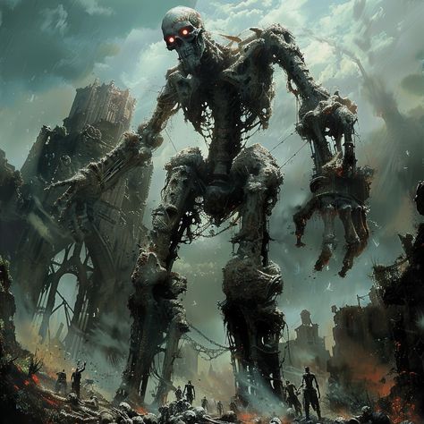 Bone Golem, Undead Warrior, Skeleton King, Real M, Mythical Monsters, Ruined City, Dark Power, Creature Artwork, Mythical Beast