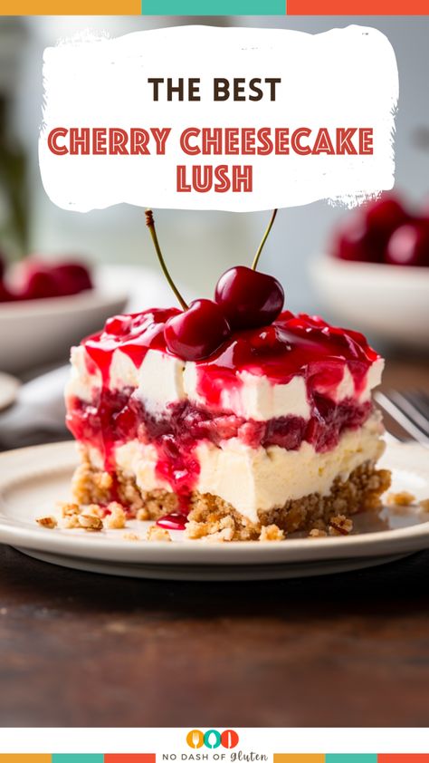 Dive into layers of delight with our Cherry Cheesecake Lush! Creamy cheesecake, vibrant cherries, and a golden Oreo crust create a dessert masterpiece. Perfect for indulgent moments and special gatherings. Get the recipe and treat yourself today! Cherry Cheesecake Lush Recipe, Lush Dessert Recipes, Cherry Yum Yum Recipe, Cherry Cheesecake Lush, Cherry Cheesecake Dessert, Golden Oreo Crust, Cherry Lush, Usa Dessert, Cheesecake Lush