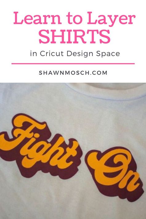 Learn how to make amazing custom shirts with your Cricut.  You can even layer vinyl!  Learn how with this tutorial. #Cricut #CricutMade #HTV #TeachMeCricutDesignSpace Layering Vinyl Cricut, Vinyl On Shirts, Cricut Learning, Bedazzled Stuff, Cricut Clothes, Htv Shirts, Cricut Htv, Layered Vinyl, College Shirts