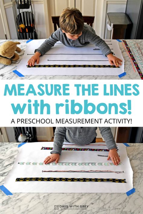 preschool measurement activity Preschool Measurement, Measurement Preschool, Homeschooling Crafts, Breakfast Invitation, Preschool Set Up, Nonstandard Measurement, Measurement Kindergarten, Preschool Skills, Math Preschool