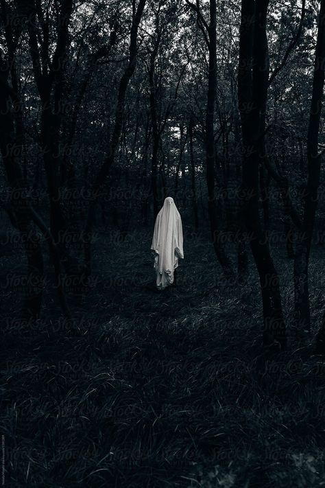 Halloween ghost in a dark forest by Nataša Mandić - Ghost, Halloween - Stocksy United Halloween Ghost, Dark Forest, To Share, Ghost, Walking, Forest, Halloween, Van, Photography