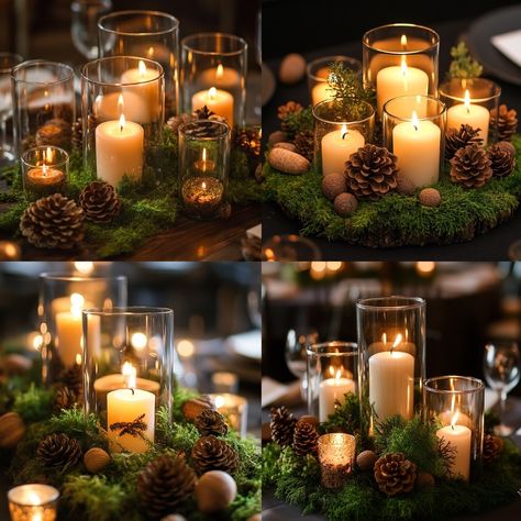 Gorgeous Thanksgiving Wedding Centerpieces: Tips & Ideas You’ll Love- Yeah Weddings Moss Wedding Centerpiece, October Wedding Centerpieces, Moss Centerpiece Wedding, Natural Wedding Centerpieces, Mossy Oak Wedding, Log Centerpieces, Moss Centerpieces, Moss Wedding, Thanksgiving Wedding