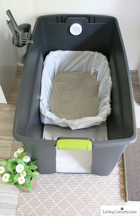 A DIY Cat Litter Box Holder is a simple homemade way to hide a kitty litter box. Give your cat's space a fresh makeover! Cat Litter Box Diy, Cat Litter Box Ideas, Litter Box Ideas, Katt Diy, Diy Litter Box, Katt Grejer, Litter Tracking, Kat Diy, Chat Diy