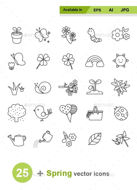 Spring Symbols, Spring Doodles, Spring Icons, Banner Illustration, Tree Vector, Background Flower, Doodle Art Journals, Spring Background, Doodle Icon