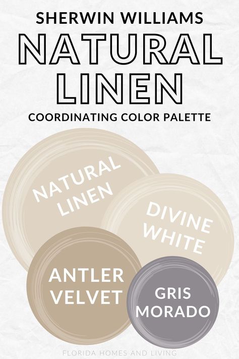 Natural Linen by Sherwin Williams: Your Guide to a Cozy, Earthy Interior Natural Linen Color Scheme, Sw Natural Linen Color Palette, Bm Natural Linen, Natural Linen Color Palette, Natural Linen Sherwin Williams Walls, Natural Linen Sherwin Williams, Kilim Beige Sherwin Williams, Sw Natural Linen, Neutral Earthy Color Palette