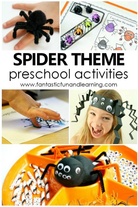 Spider Theme Preschool Activities with spider crafts, free printables, play activities and more #preschool #spiders #preschoolthemes Spider Theme Preschool, Spider Lessons, Spiders Preschool, Cognitive Development Activities, Spider Activities, Spider Theme, Theme Preschool, Playful Learning, Spider Crafts