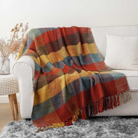 BATTILO HOME Fall Plaid Throw Blanket for Couch, Colorful Throw Blankets, Orange Checkered Throw Blanket for Chair Bed Sofa Rustic Home Decor Fall Decor, 50"x60" Orange Throw Blanket, August Ideas, Simple Home Ideas, Autumn Aura, Fall Throw Blanket, Fringe Throw Blanket, Kitchen Furniture Ideas, Fall Brunch, New York Home