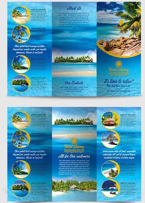 Tri Fold Travel Brochure Template Lovely Travel Agency Tri Fold Brochure Psd Template Free Travel And Tours Logo, Collage Wall Ideas, Tri Fold Brochure Template, Travel Brochure Design, Digital Design Ideas, Aesthetic Needs, Brochure Psd, Travel Brochure Template, Brochure Ideas