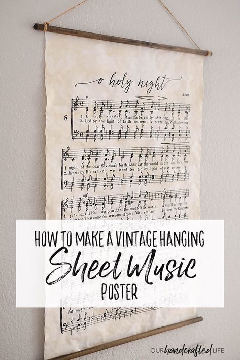 Sheet Music Poster, Ideas Decoracion Navidad, Sheet Music Crafts, Diy Home Decor For Apartments, Diy Vintage Decor, Old Sheet Music, Music Crafts, Magnolia Market, O Holy Night