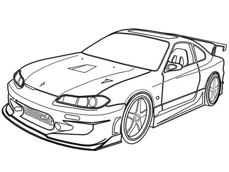 Gtr Drawing, Race Car Coloring Pages, Skyline Drawing, Nissan S15, Royce Car, Silvia S15, Car Drawing, Cool Car Drawings, Truck Coloring Pages