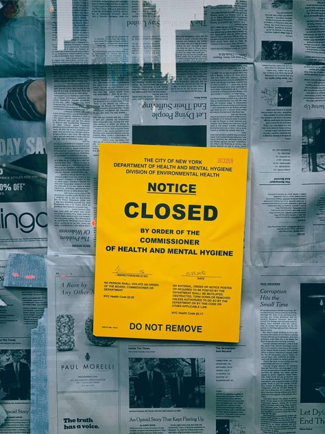 Notice Closed Poster Newspaper Flyer Graphic Designer Poster Newspaper, Minimal Plant, Newspaper Design, White Books, Gardens By The Bay, Environmental Health, Chick Fil A, Download Free Images, Graphic Poster