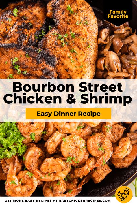 Applebees Chicken And Shrimp, Bourbon Chicken And Shrimp Recipe, Bourbon Street Chicken And Shrimp Recipe, Bourbon Street Chicken, Applebees Recipes, Street Chicken, Bourbon Chicken Recipe, Bourbon Chicken, Shrimp Dinner